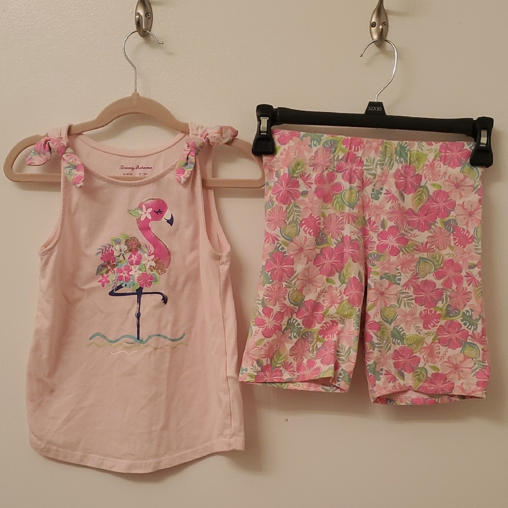 Tommy Bahama Pink Flamingo Floral Kids Pajama Set